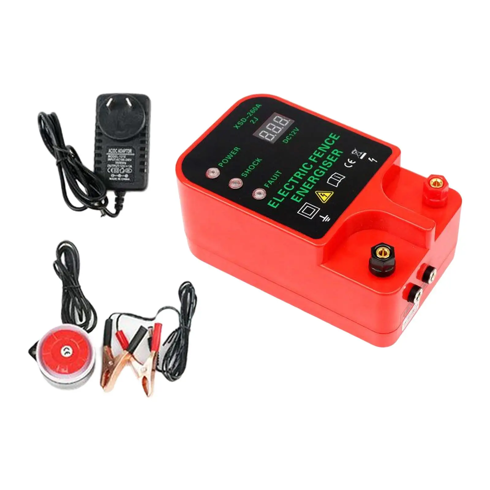 Portable Electric Fence Energizer LCD Display Waterproof High Voltage 10km Rechargeable for Horse Cattle Sheep Fence AU