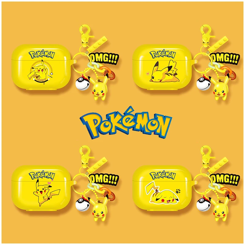 Cartoon Pokemon Case for Apple AirPods 1 2 Airpod Pro Pikachu Key Chain Wireless Earphone Bluetooth Headset Case Silicone Cover