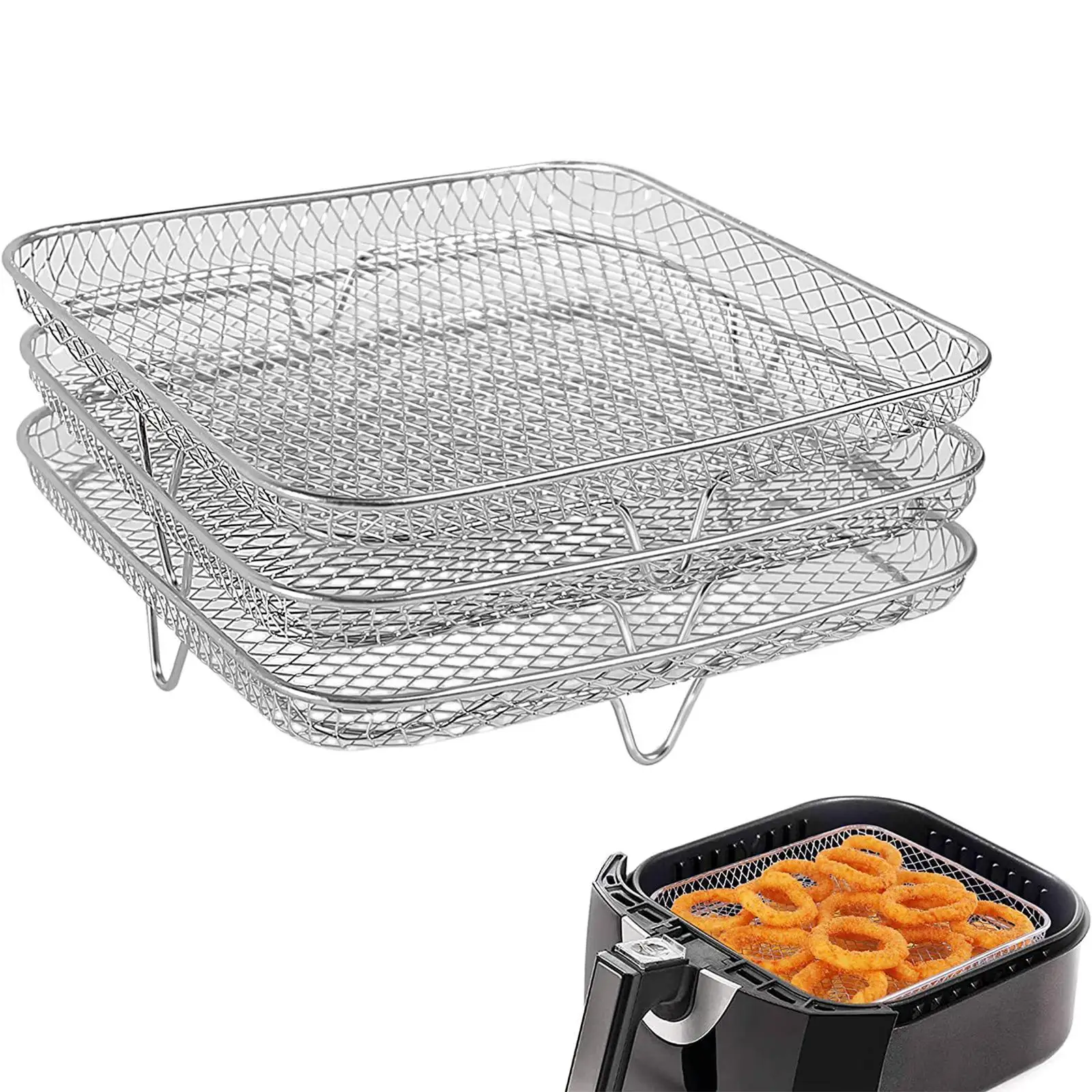 Rectangle Food Dehydrator Rack Easy Clean Stand Air Fryer Accessories Toast Rack, for Meats