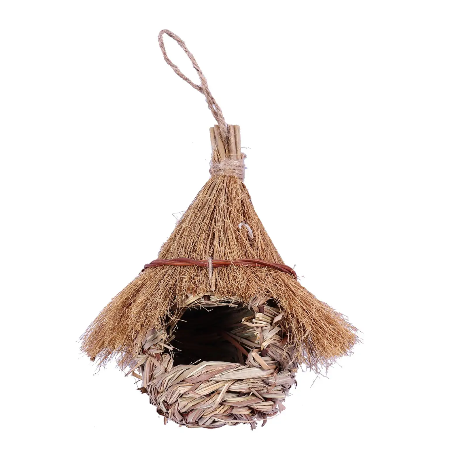 Wren Finch Bird House Grass Birds Hut Hand Woven Bird House Bird House for Indoor Garden Outside Lawn Decor