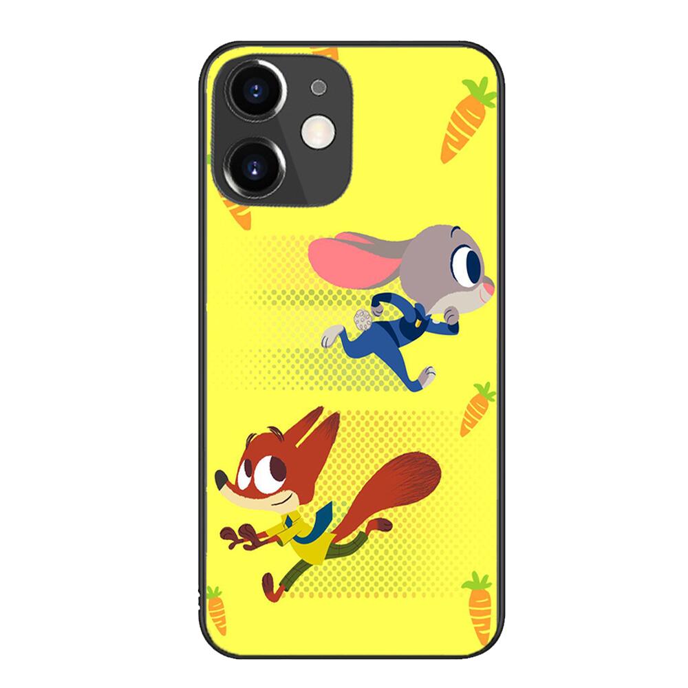 Zootopia cartoon Black mobile phone case For IPhone 13 12 11 Pro Max Mini SE XR X XS  Max 8Plus 7plus 6 6S  New Shell phone Case cute iphone xr cases