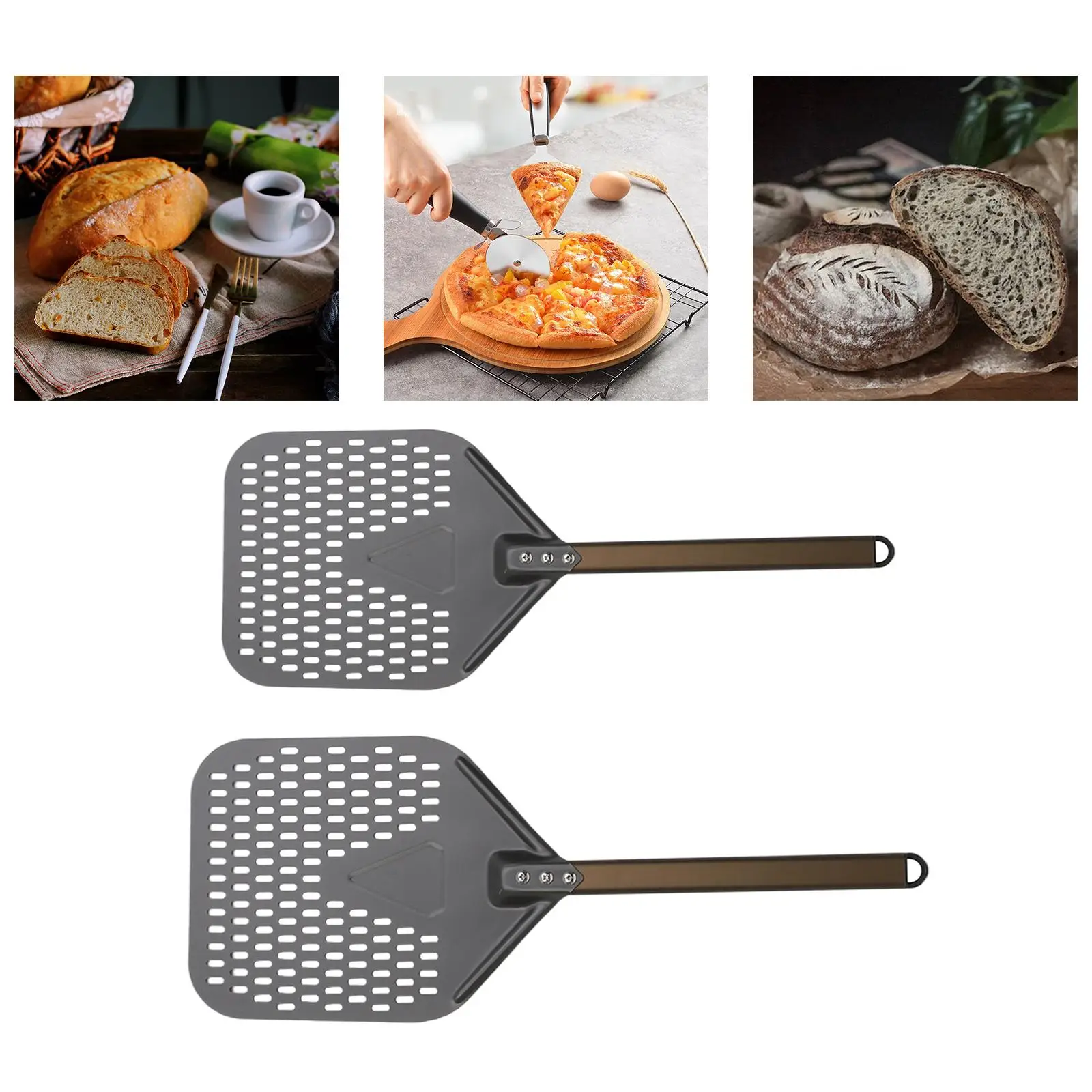 Aluminum Alloy Turning Pizza Peel Nonstick Pizza Spatula Paddle Pizza Shovel for Home Kitchen Pastry