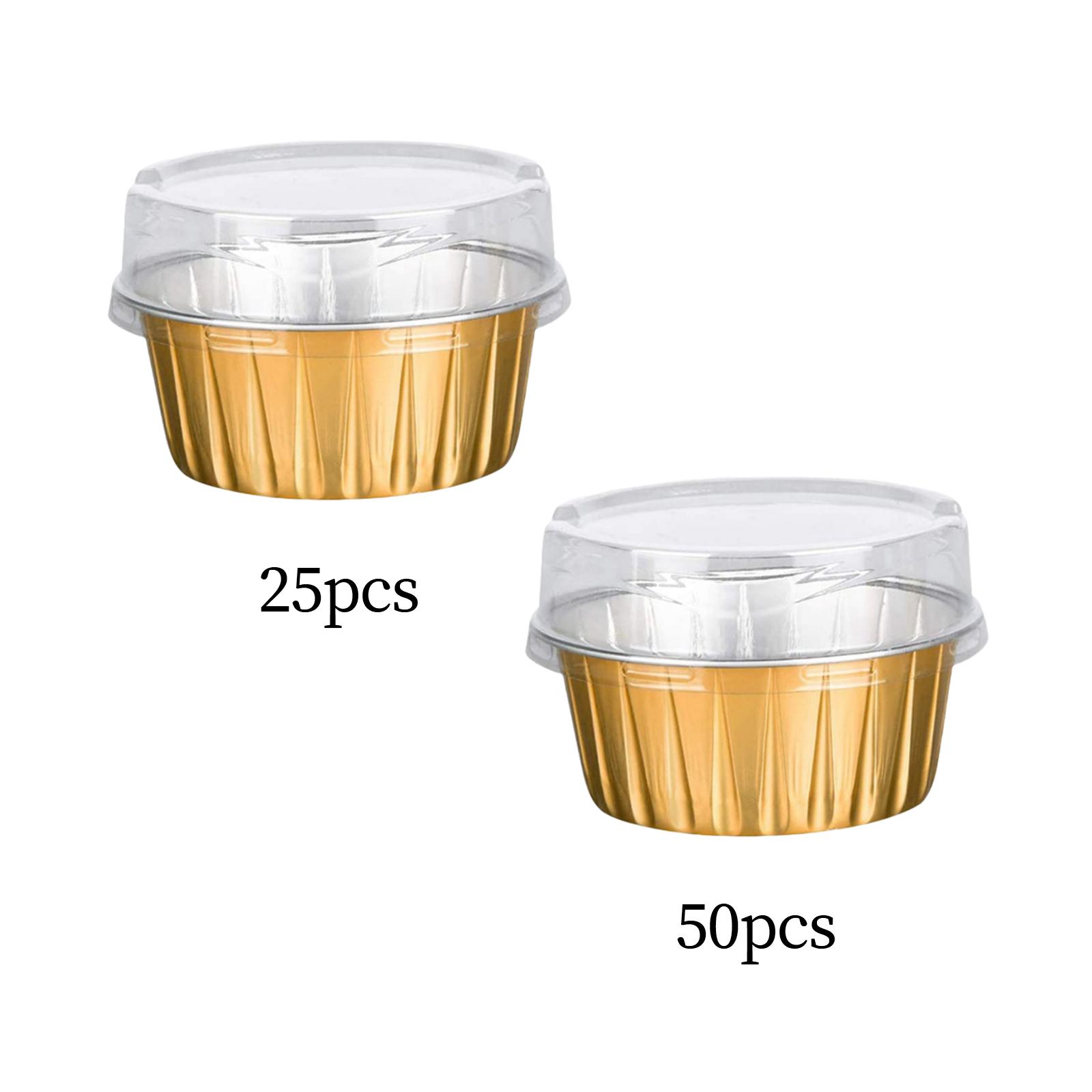 Round Aluminum Muffin Cups Heat Resistant Cupcakes Liners Cups for Cookies Ramekins Bakery