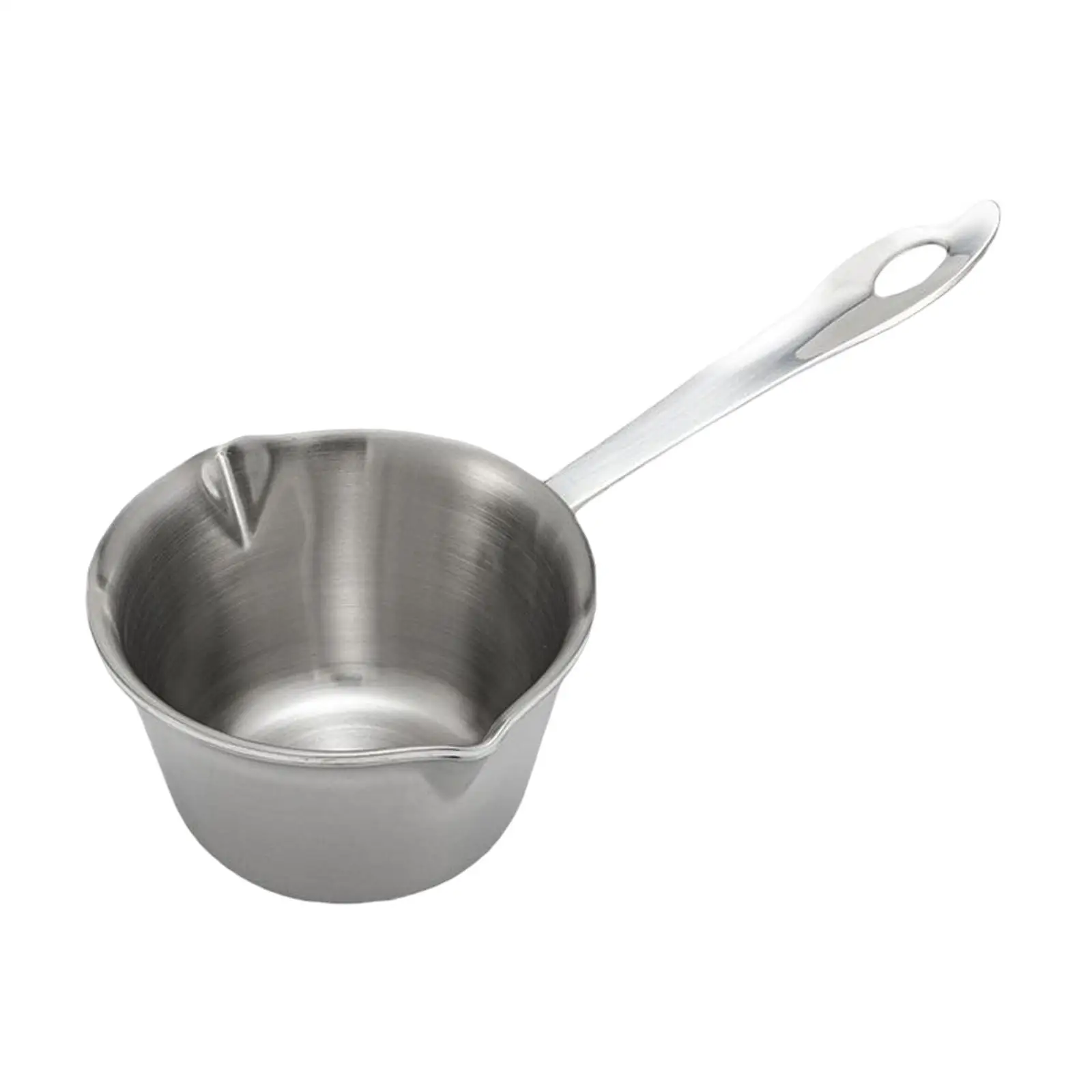 Stainless steel Melting Pot Long Handle Hanging Saucepan Double Spout Coffee Milk Warmer for Breakfast Camping Pasta