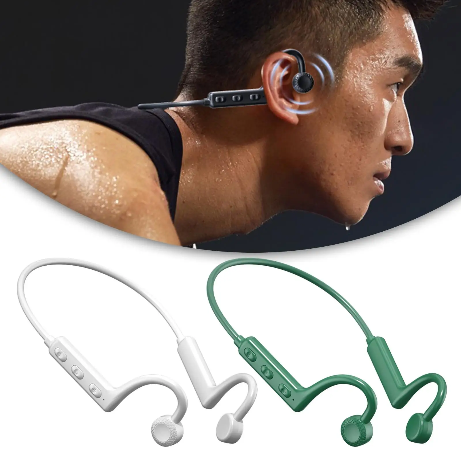 Bone Conduction Headphones Sweat Resistant Bluetooth 5.1 IPX5 Waterproof Open Ear Headset for Running Driving Sports Workout