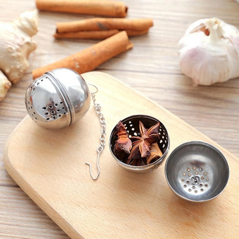 Description Picture 5 of itemBall Shape Tea Infuser Sphere Mesh Tea Strainer Coffee Herb Spice Filter Diffuser Loose Spices Kitchen Gadget Stainless Steel