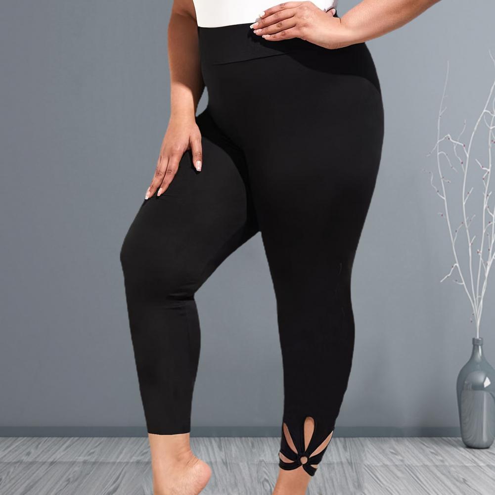 L-4XL Women High Waist Cropped Trousers Pants Elastic Bandage Leggings Super Elastic Yoga Pant