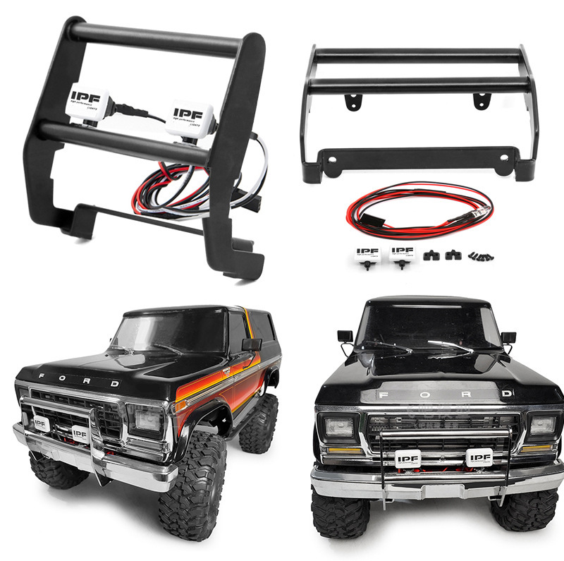 Edelstahl Anti Kollision Front Stoßstange Mit IPF Wort LED Scheinwerfer Für Traxxas TRX-4 Ford Bronco 1/10 RC Crawler Teile W23 – Detail 5