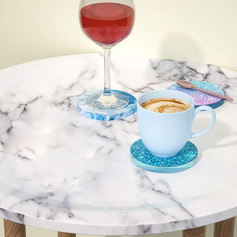 12Pcs Round Coaster Resin Molds DIY 9cm Disc Shape Wine Glass Cup Mat Placemat Silicone Mould Home Table Heat Insulation Pads
