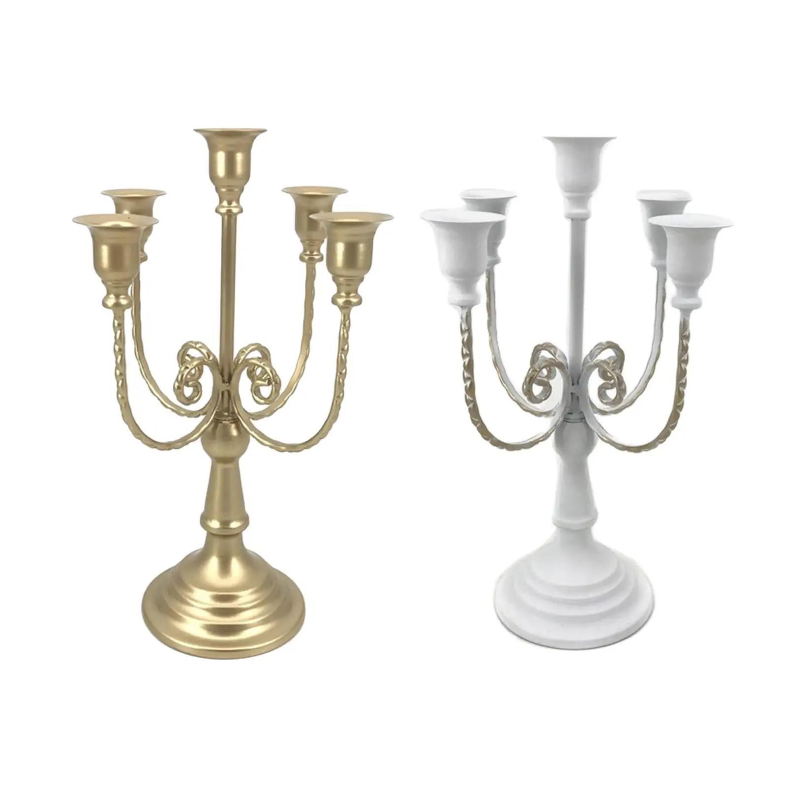 5 Headed Metal Candle Holder Candelabra Centerpiece Gift Decorative Pillar Stand Ornament for Wedding Parties Table Dinner Event