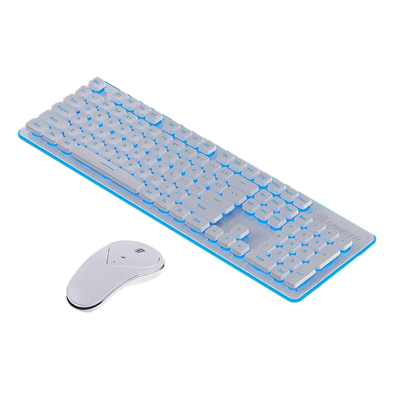 Compact 2.4G Wireless Keyboard Mouse Combo 104 Keys Ergonomic Shape Chocolate Keycaps Keyboard Mouse Set for Notebook Computer