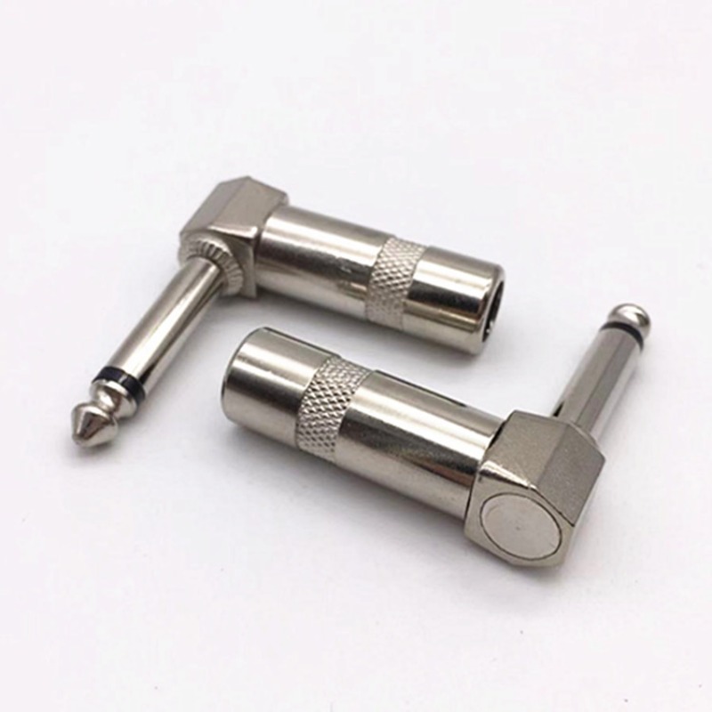 1Pcs 1/4 "TS Rechtwinklig Stereo Mono Telefon Stecker 6,35mm Jack Ellenbogen mit Frühling Effekte Pedal Mikrofon MIC stecker – Detail 1