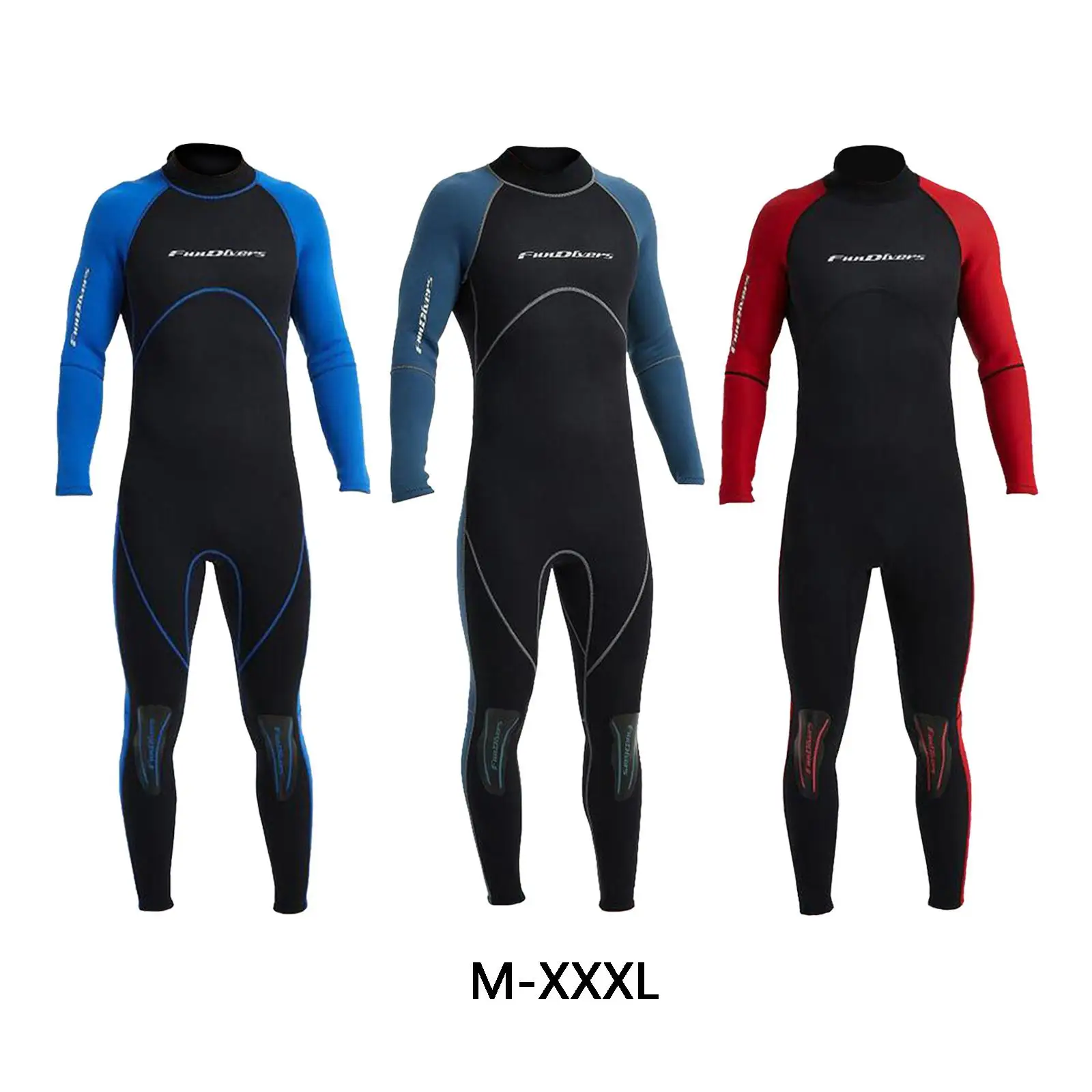 Wetsuits Men 3mm Neoprene Full Scuba Diving Suits Surfing Swimming Long Sleeve Keep Warm Back Zip for Water Sports