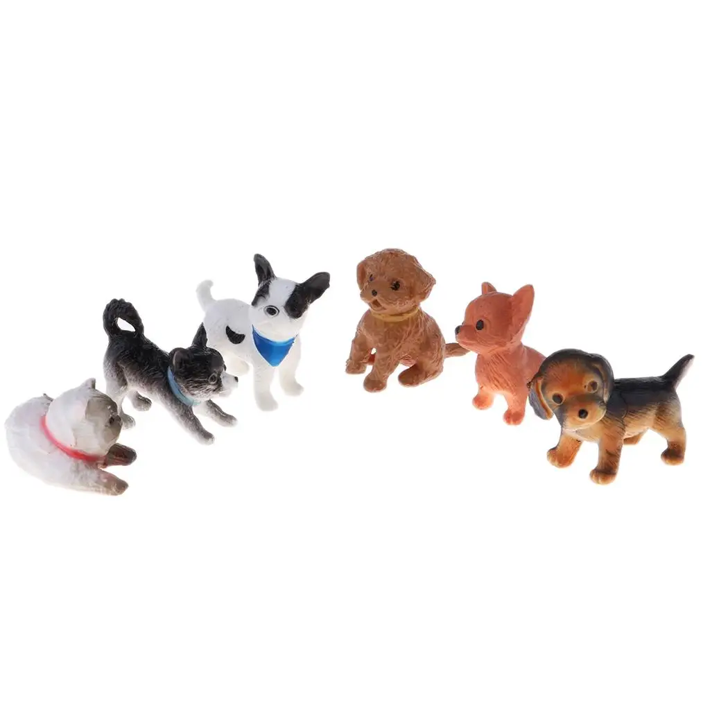 6pcs/Set 1/12 Miniature Little  Dog Animal Figure, Dollhouse Pet