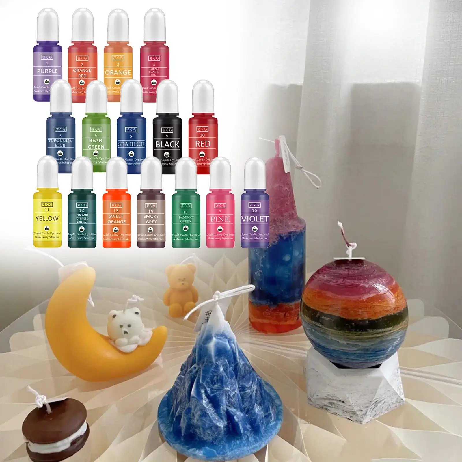 16Pcs Candle Dye Liquid Colorants Dye Soap Coloring Decoration Paint