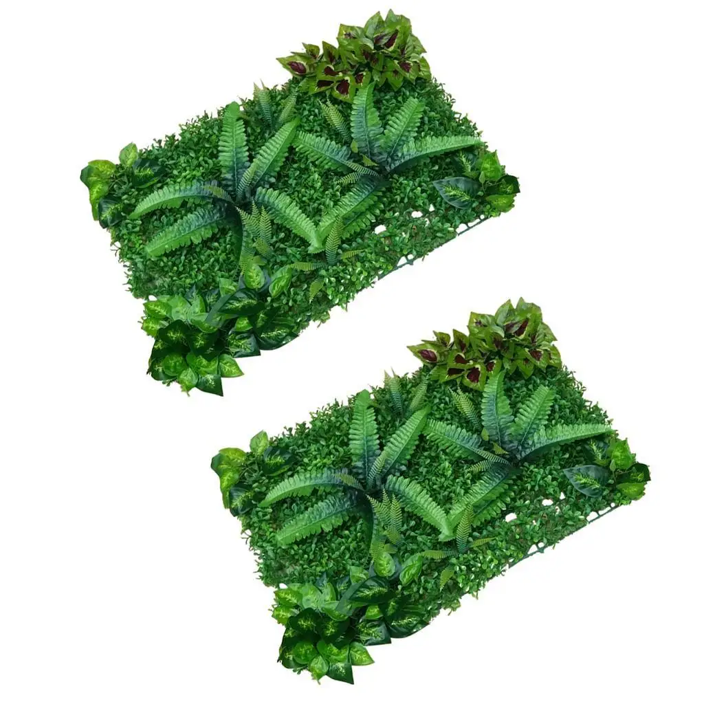 2 Pieces Artifical Turf Lawn Green Grass Rug Landscape Wall Ornament Mat