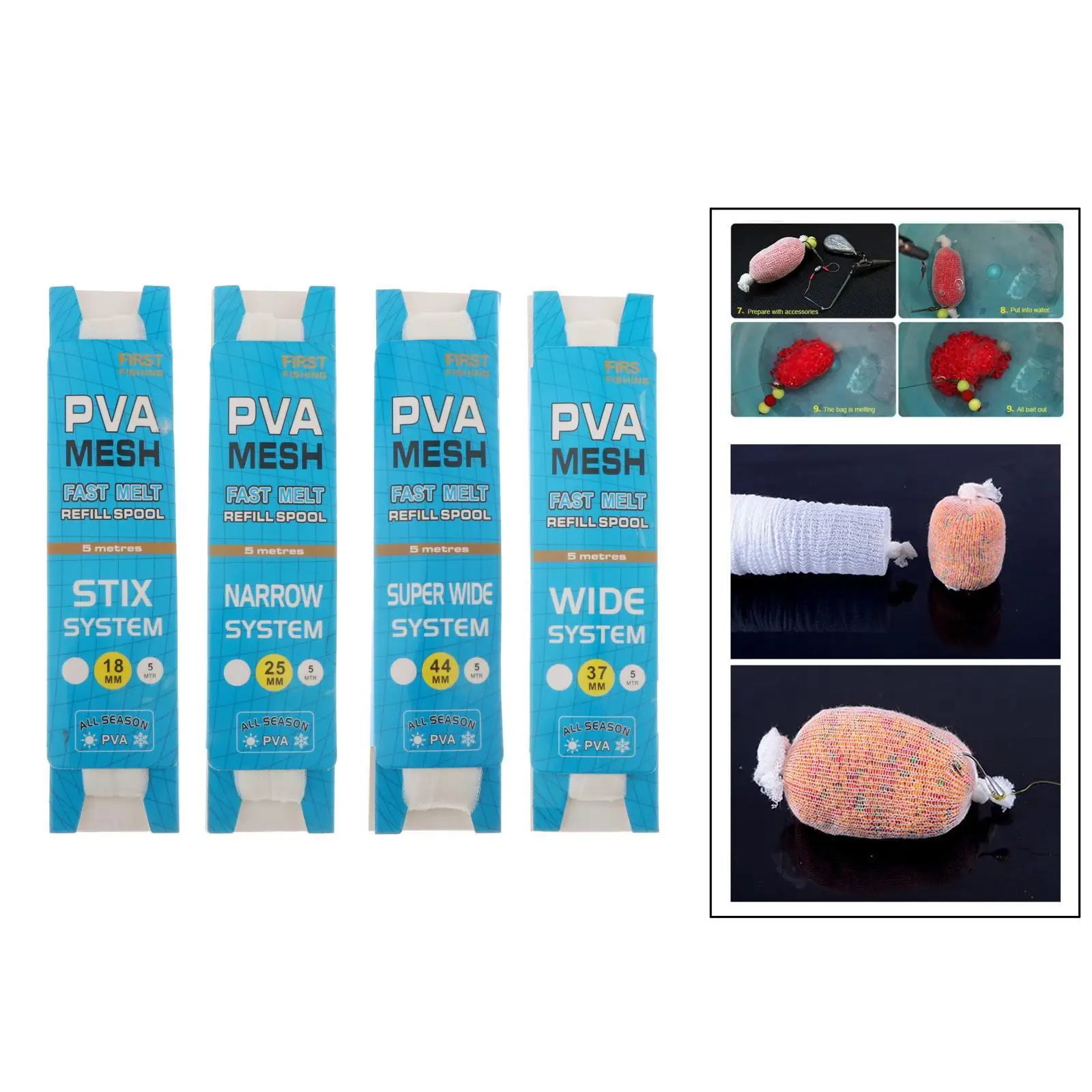 PVA Water-Soluble Fishing Bait Net Refill Stocking Mesh Bag Accessories