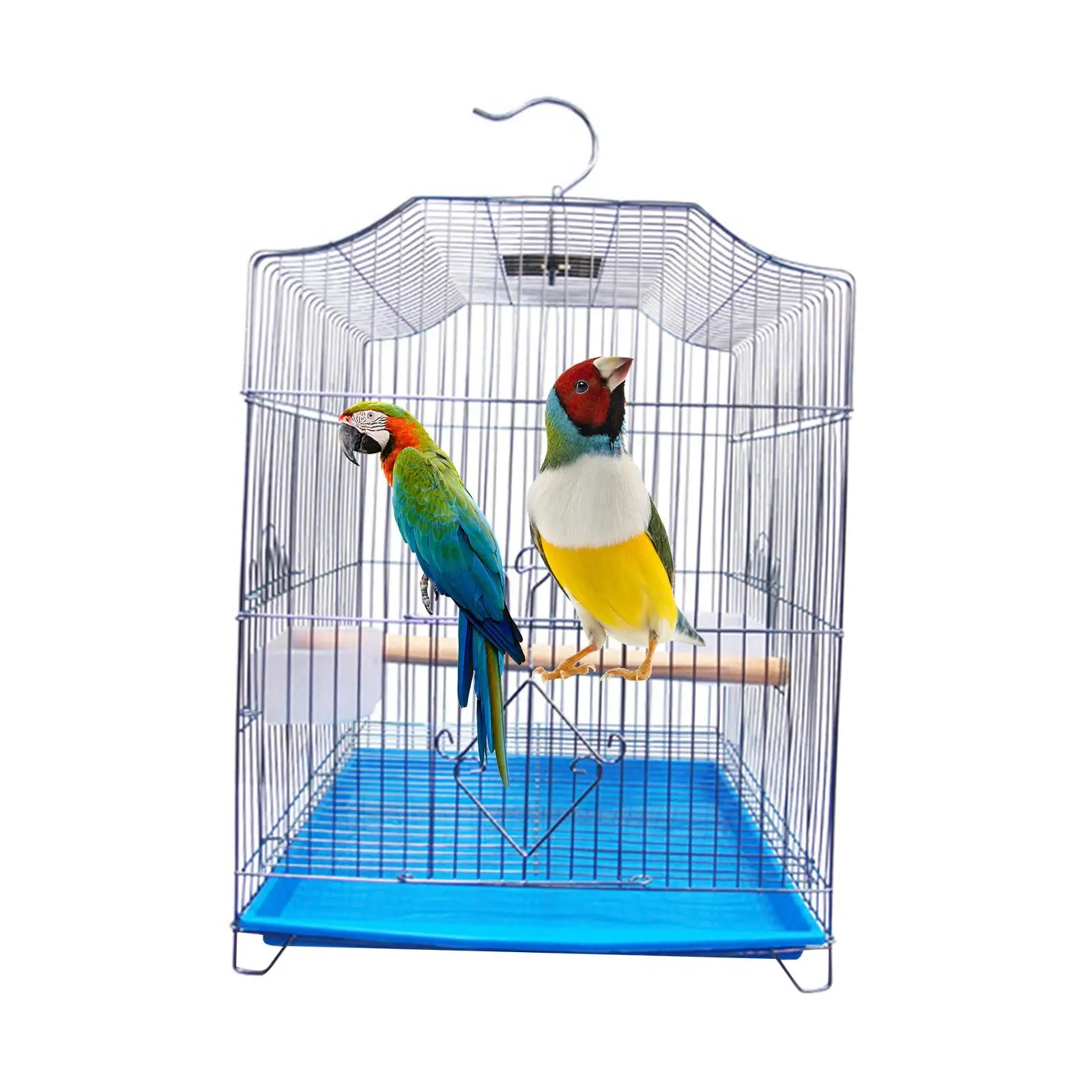 Folding Birdcage, Stand Cage Hanging Hook with food Mesh for Parrot Lovebirds Budgies Finches Accessories