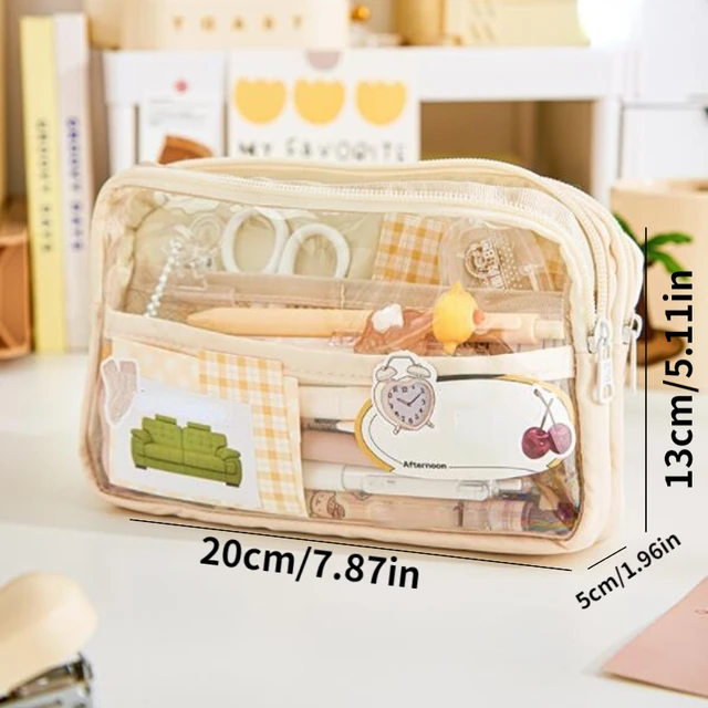 Large Capacity Transparent Pencil Bag Aesthetic School Cases Children  Stationery Holder Bag Pen Case Students School