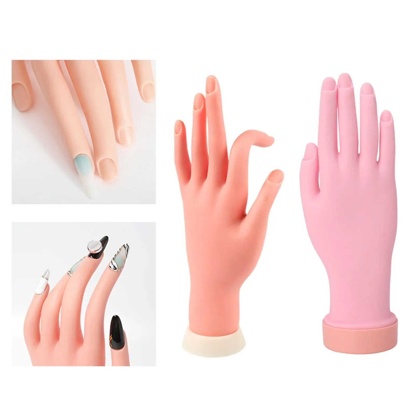 Nail Training Hand Manicure Practice DIY Nail Display for Beginner Nail Practice Hand Kits Nails Tool Soft Hand Training Model