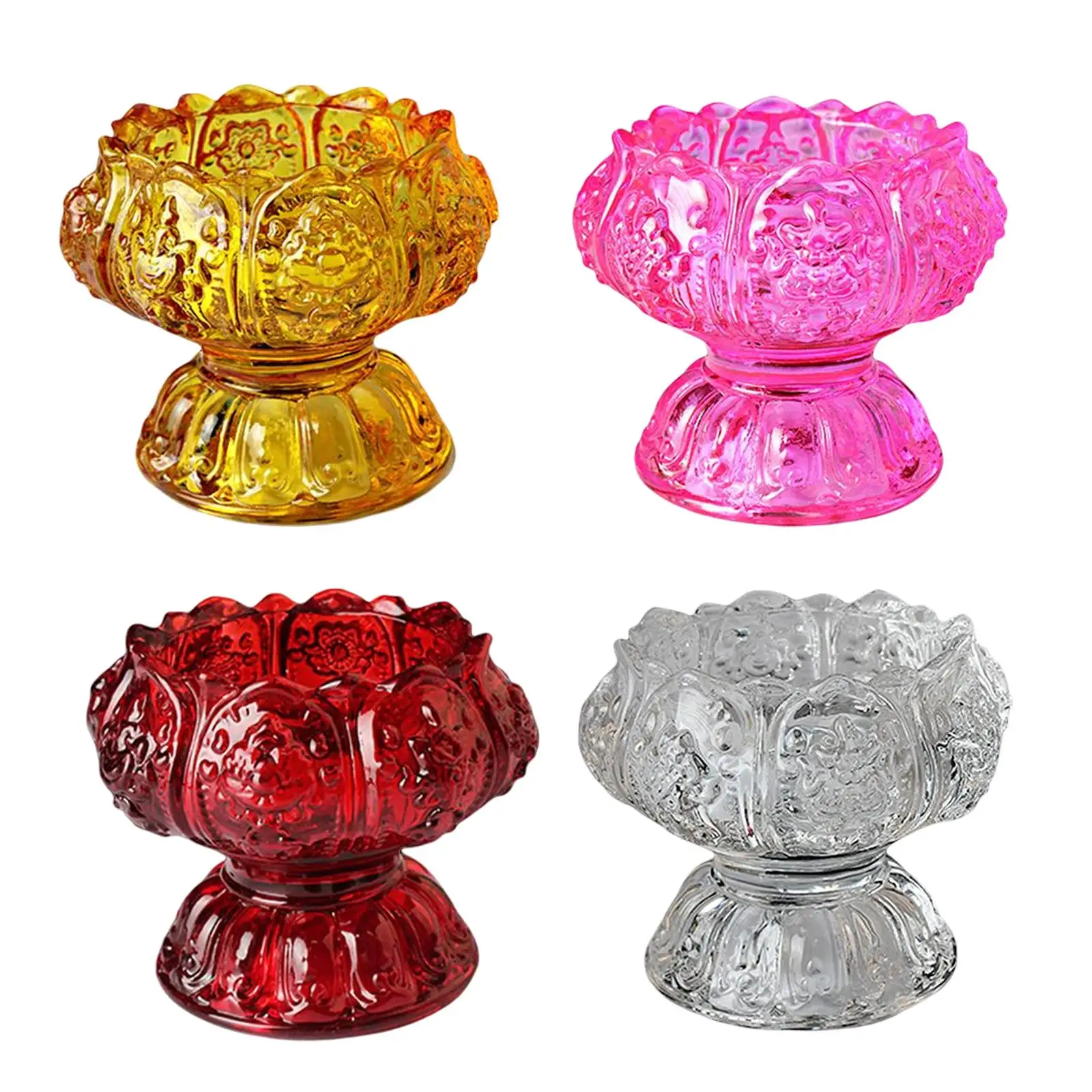 Glass Lotus Candle Tealight Holder for Table Centerpiece Parlor Decoration