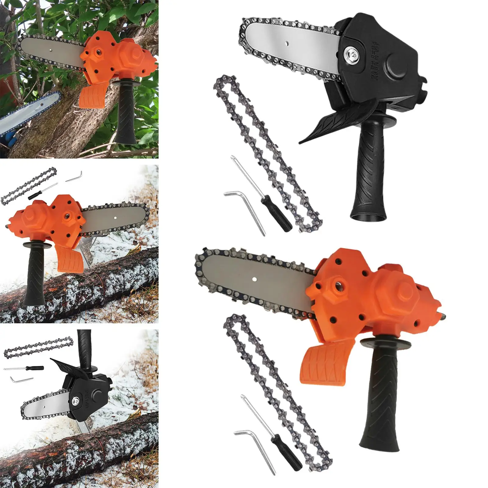Mini Chainsaw Brackets with Spare Chain Electric Drill into Chain Saw for Garden Farming