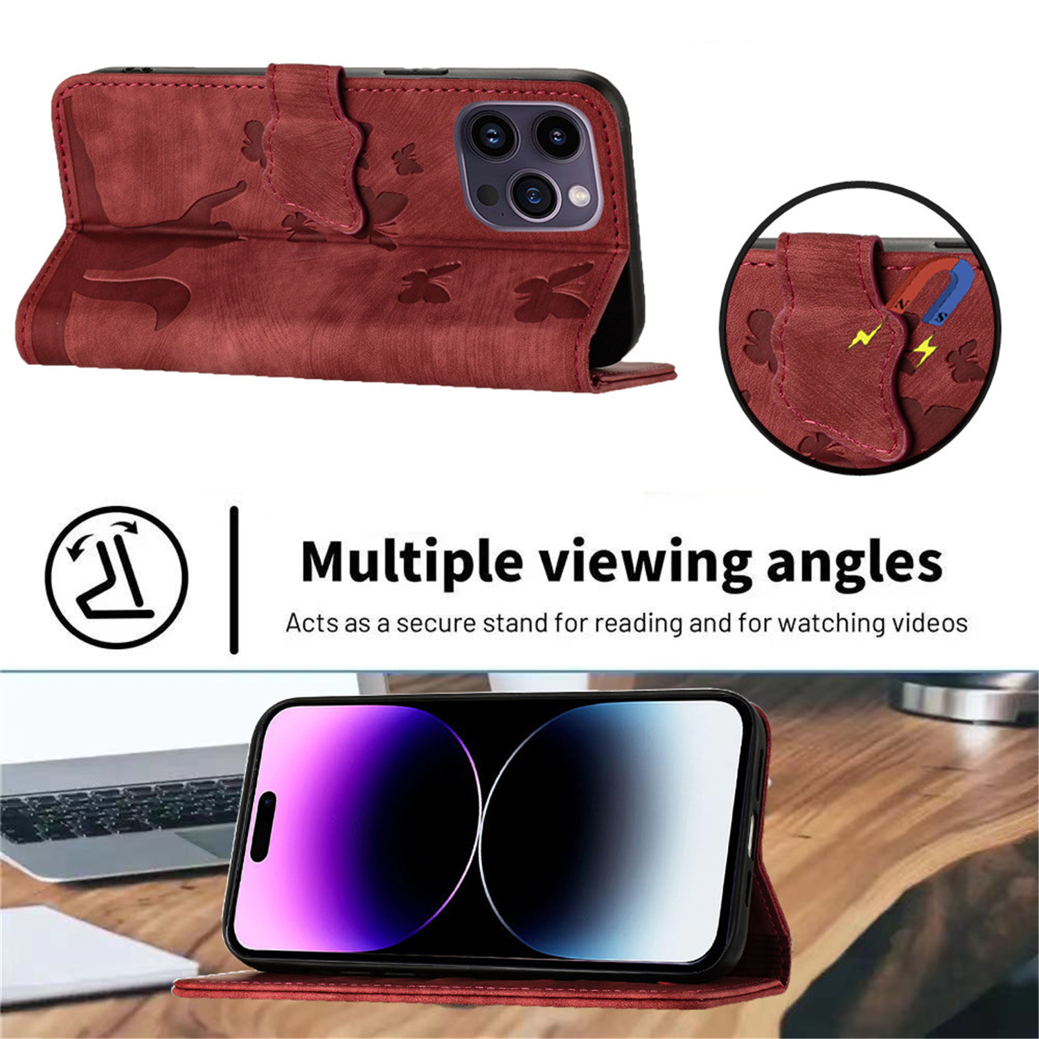 Leder Flip Case Cover für Samsung Galaxy S8 S9 S10 S20 FE S21 Plus S22 S23 S24 Ultra Halter Slot Stand Wallet Stand Telefon Fall – Detail 8