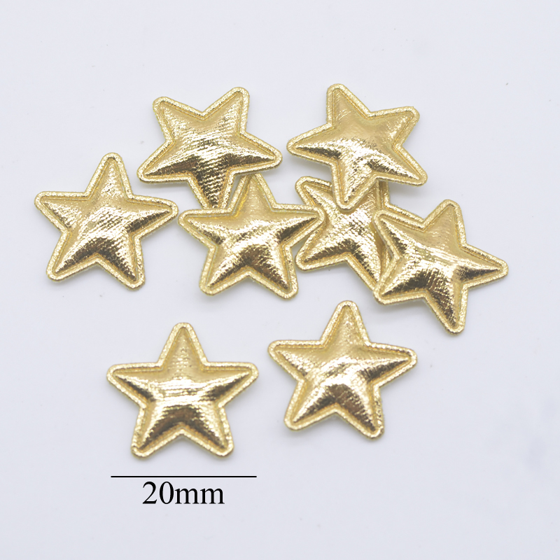 100 Stück 20 mm gepolsterte goldfarbene Tuch-Stern-Mond-Applikationen für DIY-Handwerk, Kleidung, Haarnadel, Hochzeitsdekoration, Patches, Zubehör – Detail 2