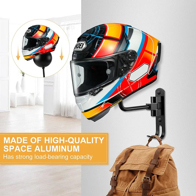 Colgador de casco con rotación de 180 °, soporte de pared autoadherente,  gancho de almacenamiento para cascos de motocicleta - AliExpress