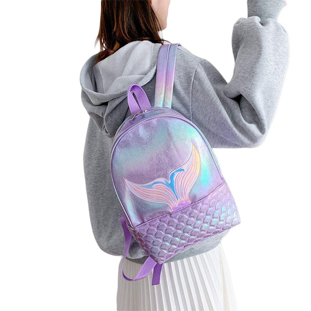 Kindergarten Girls' Shiny Mermaid Impresso Mochila Escolar,