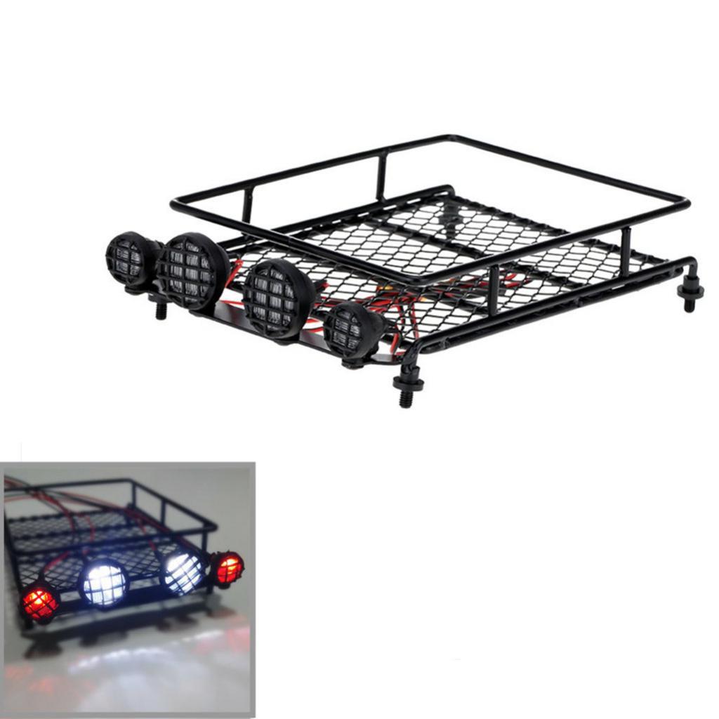 RC Car Parts Roof Rack w/ LED Lights for 1:8 1:10 CC01 RC4WD D90 SCX10 Axial