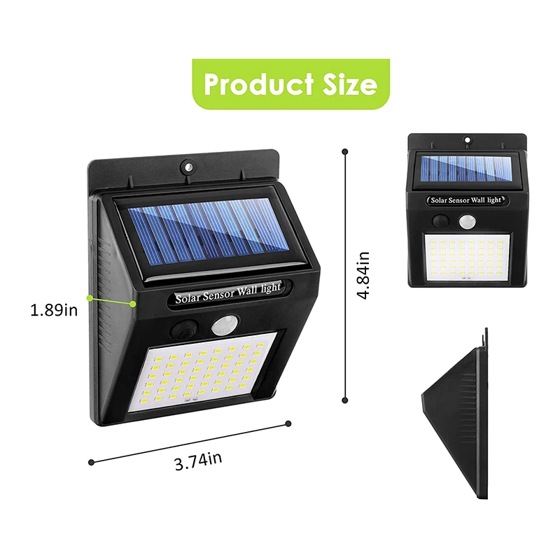 48 LED Solar Wall Lamps Outdoor Sunlight Powered 3 Modes Waterproof Solar Light With Motion Sensor For Street Garden Decoration solar powered patio lights