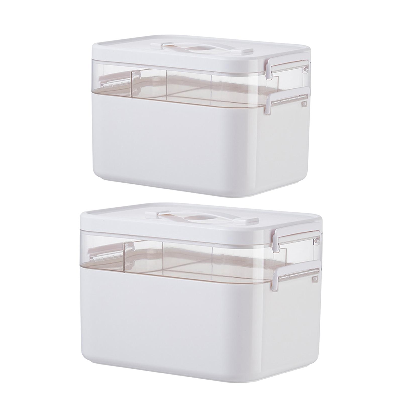 Family First Aid Medical Box Storage Box Bins with Handle Double Layer for Sewing Cosmetic Car Outdoor Activities Camping