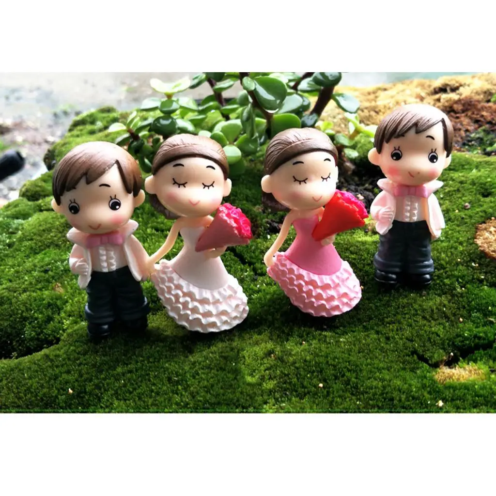 2 x Miniature Bride & Groom Figurine Bonsai Decor Fairy Garden DIY Micro Landscape PICK