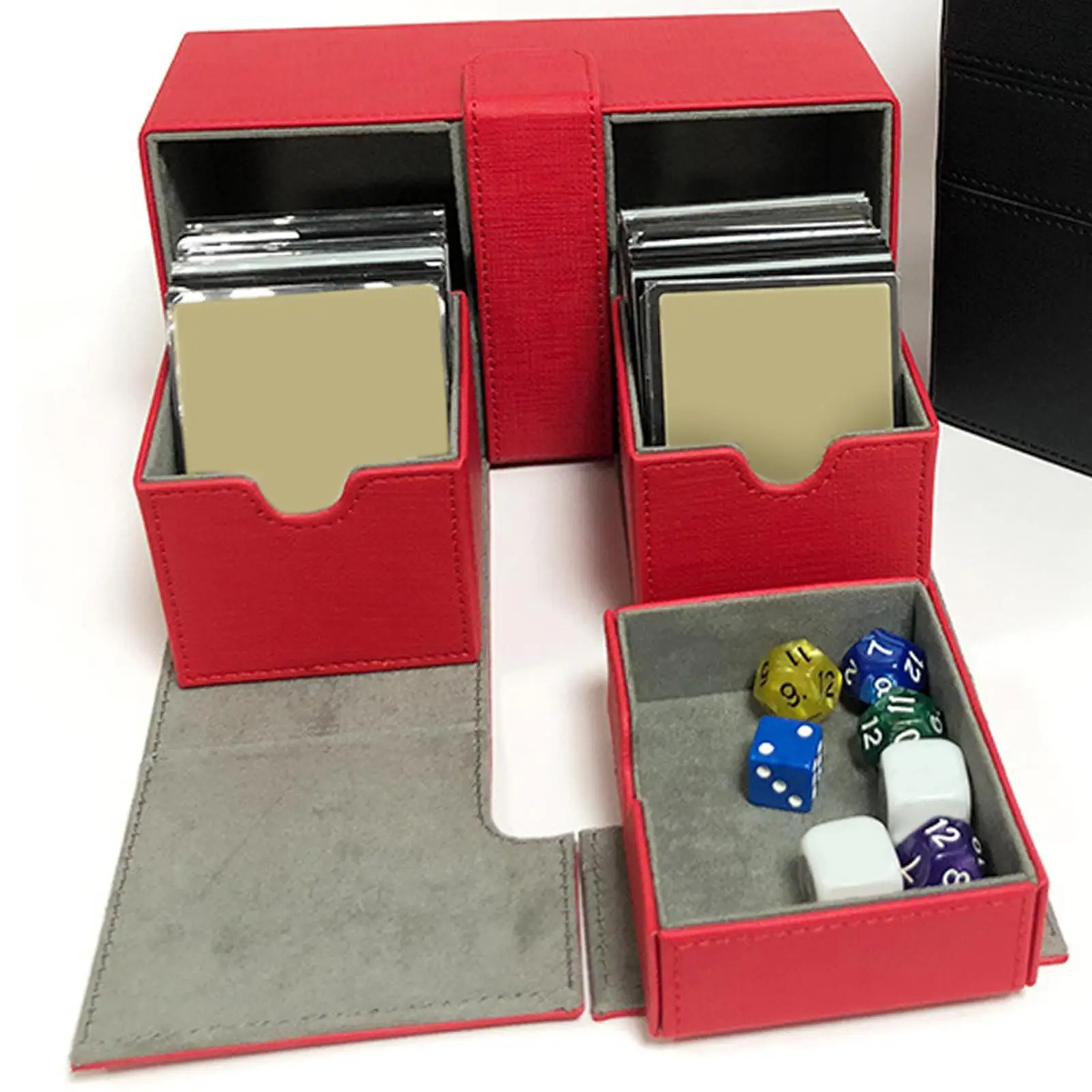 Large Deck Box Deck Storage Box Easy to Open Drawers Large Capacity Sturdy Super Solid Deck Case for Baseball Cards Storage