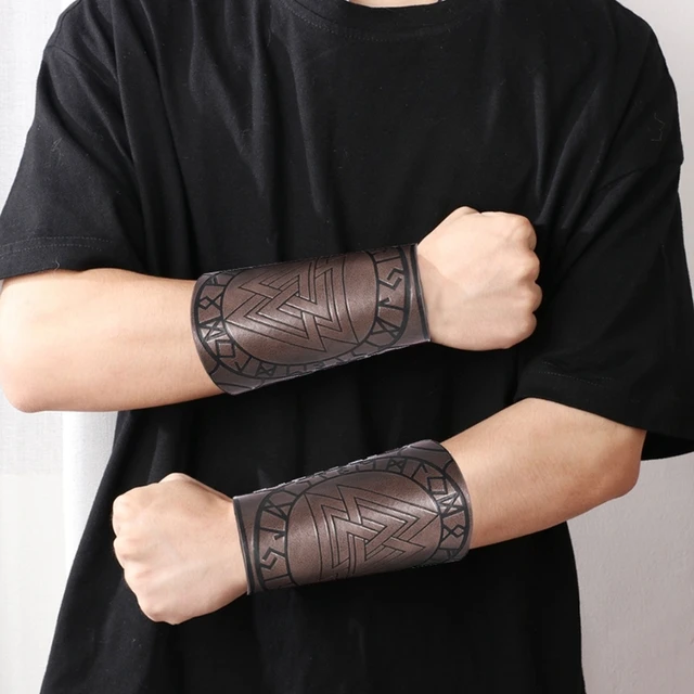  Leather Arm Guards Medieval Bracers Black Leather Gauntlet  Wristband Medieval Wrist Armor Leather Wrist Guards Premium Leather Bracers  For Men Women