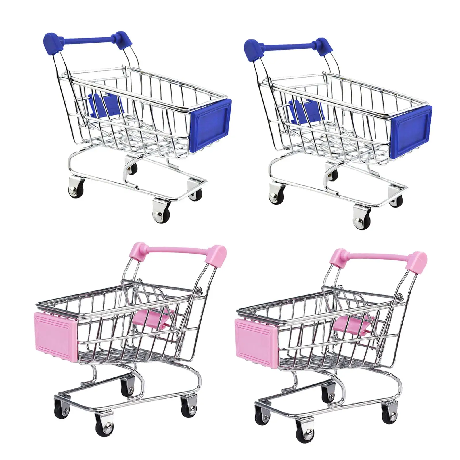 4x Shopping Cart Trolley Toy Desktop Decoration Ornament Decor Handcart