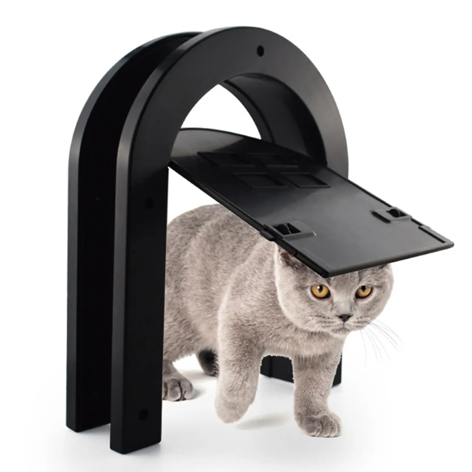 Screen Door Cat Dog Accessories Lockable Safe Weatherproof Magnet Attraction with Window for Indoor Outdoor Tunnel Corridor Gate