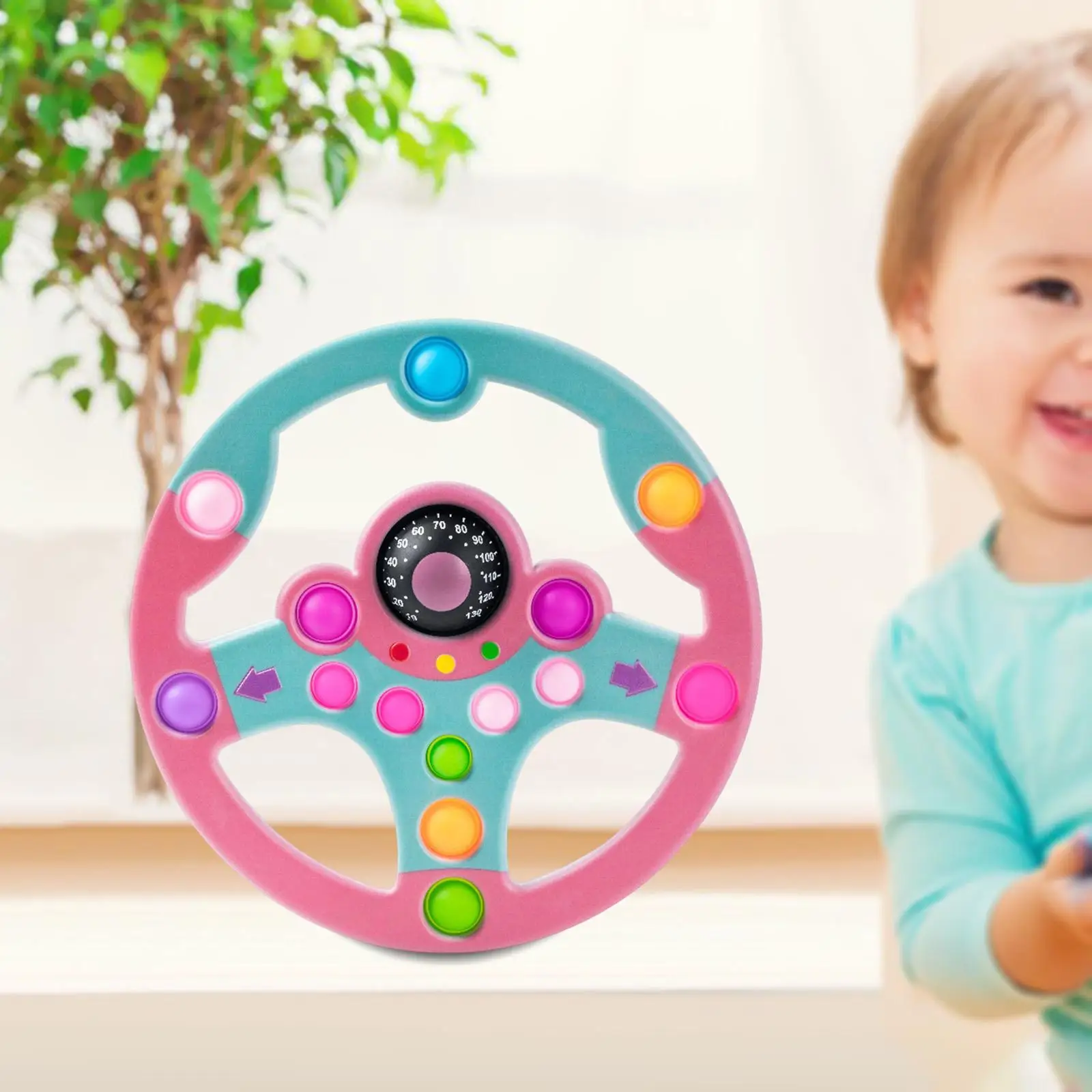 Kids Simulation Steering Wheel Car Seat Toy Portable Pretend Play Toy Gift