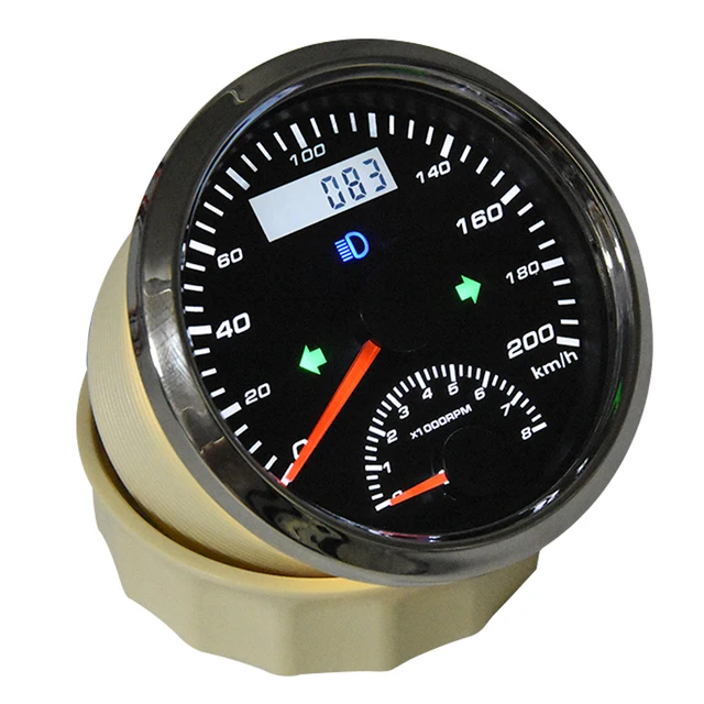 85mm GPS Speedometer 200km/h With Tachometer 0-8000RPM Car Boat Motorcycle  GPS Speed Meter Gauge + GPS Antenna 125km/h 200km/h