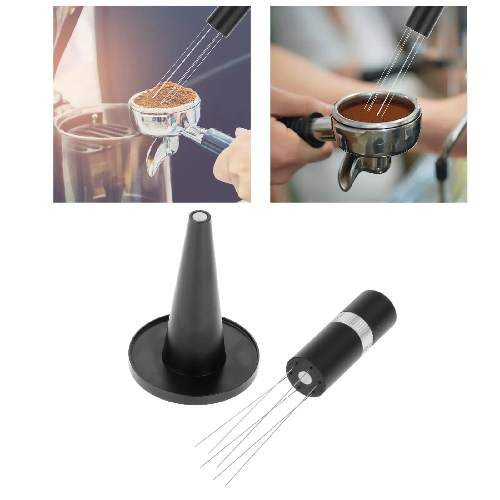 coffee Stirrer Tamper Needle with Stand 6 Needle Barista Hand Distribution Tool Powder Distributor Hand Stirrer Tool