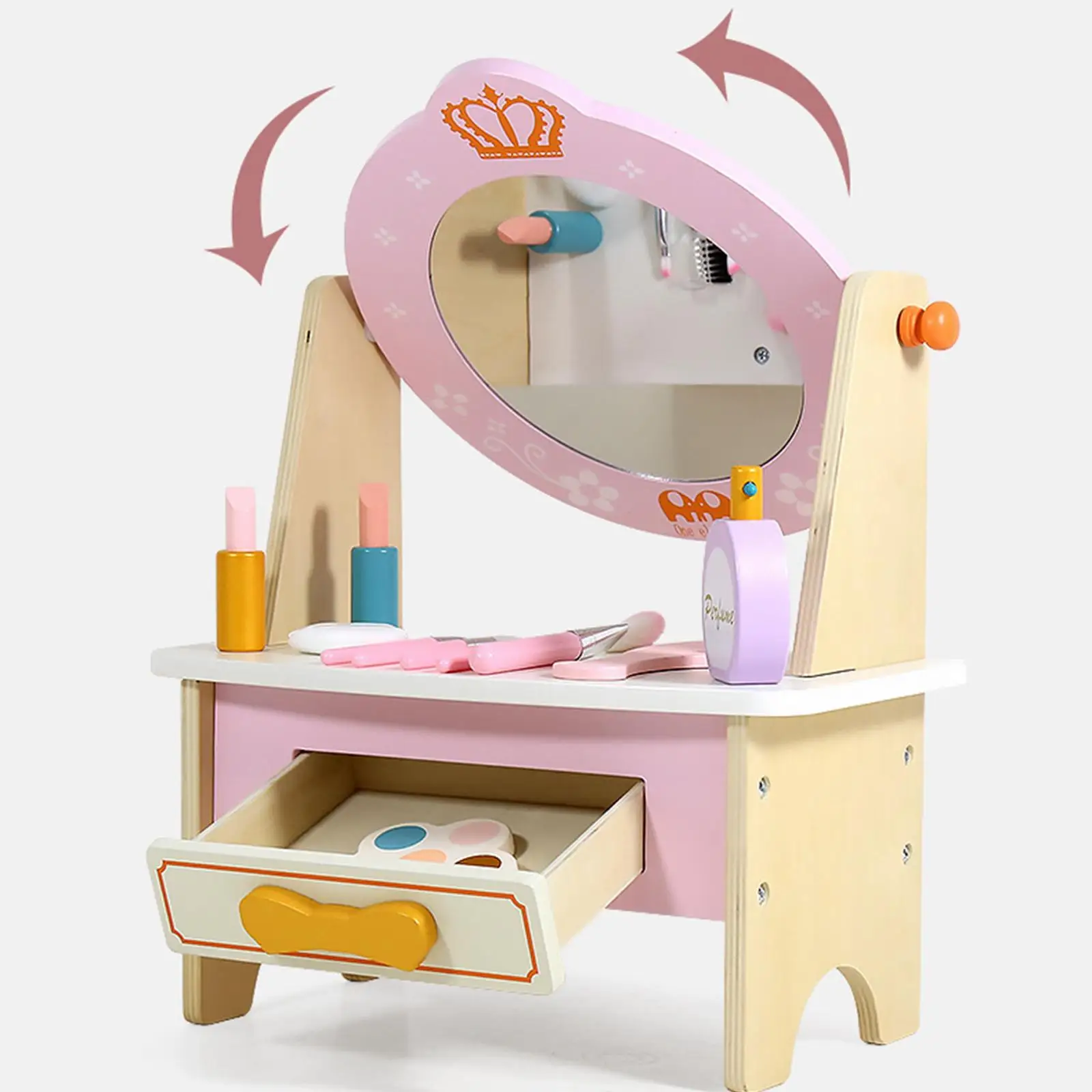 Montessori Simulation Makeup Table Toys Beauty Playset Educational Toys Kids Dress up Table Toy for Toddler Girls Birthday Gifts