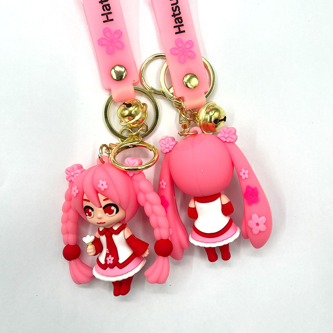 Hatsune Miku Beautiful Girl Warrior Double Horse Tail Keychains Miku