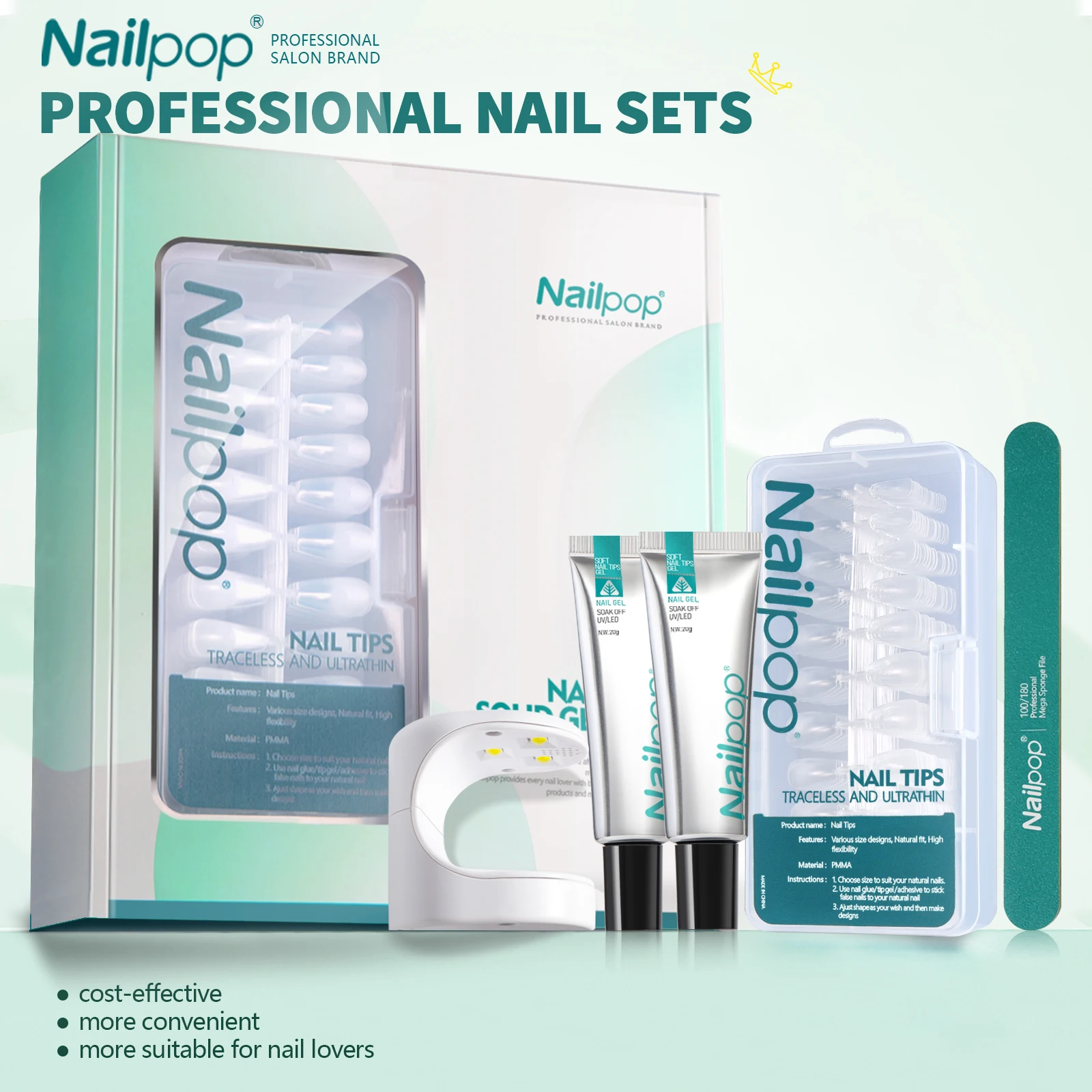 Best of Nailpop Nail Tips And Glue Gel Nail Kit Fast Nail Extension Set With Soft Gel UV Lamp 600Pcs Semi Matte Nails And Files Tools Reviews & Tips