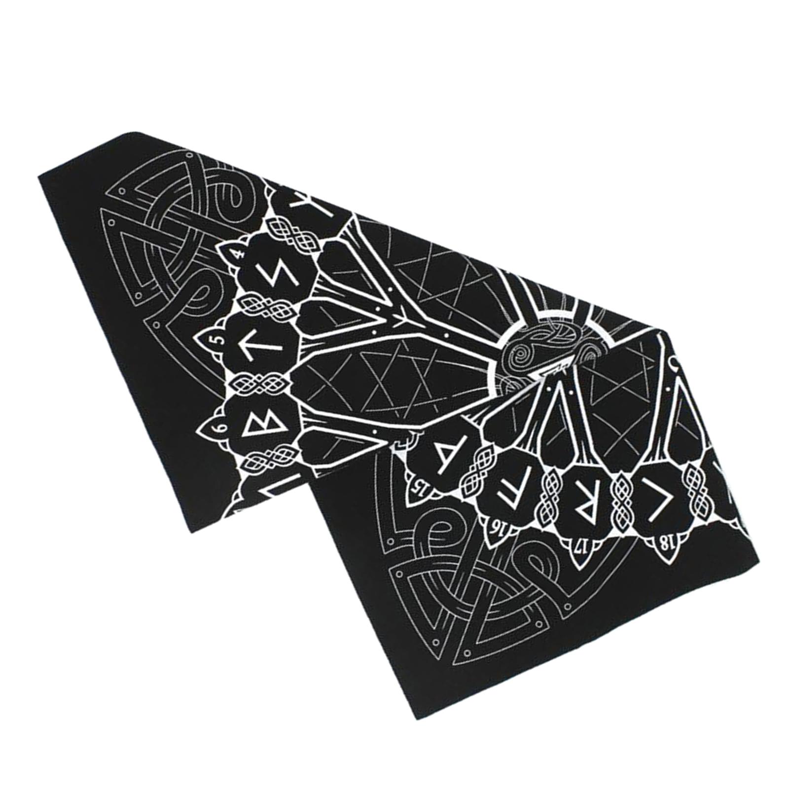 Black Rune Casting Norse   Astrology Altar Tarot Card Cloth Tablecloth Altar Piece Decor