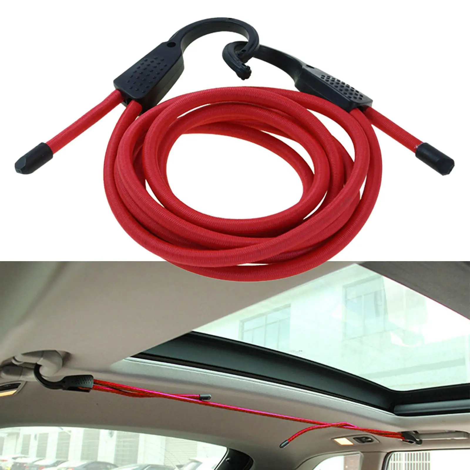 Rubber Elastic Strap Heavy Duty Cargo Luggage Lashing Buckle Rope Car Clothesline Hook Cargo Straps for Camping Motorcycle