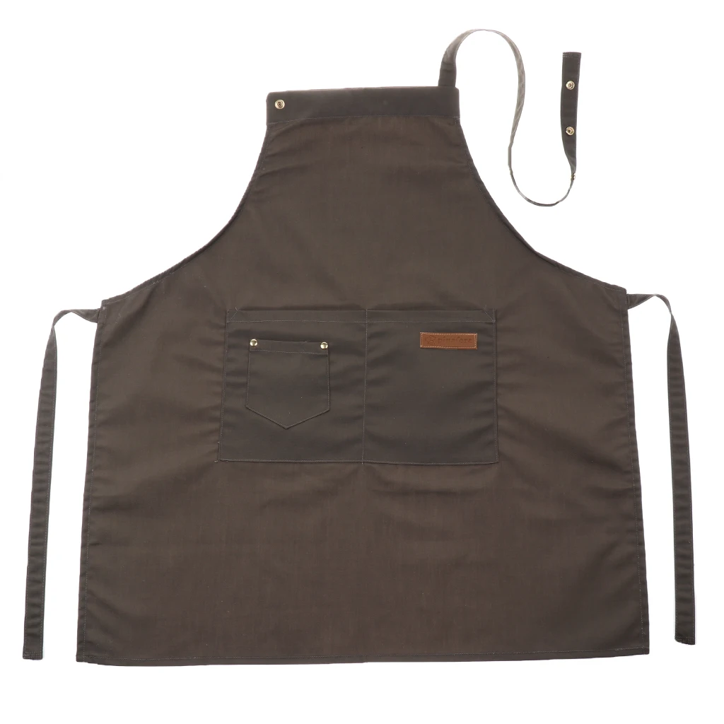 Cotton Bib Apron With Pockets Stylish Cooking  For Women Men