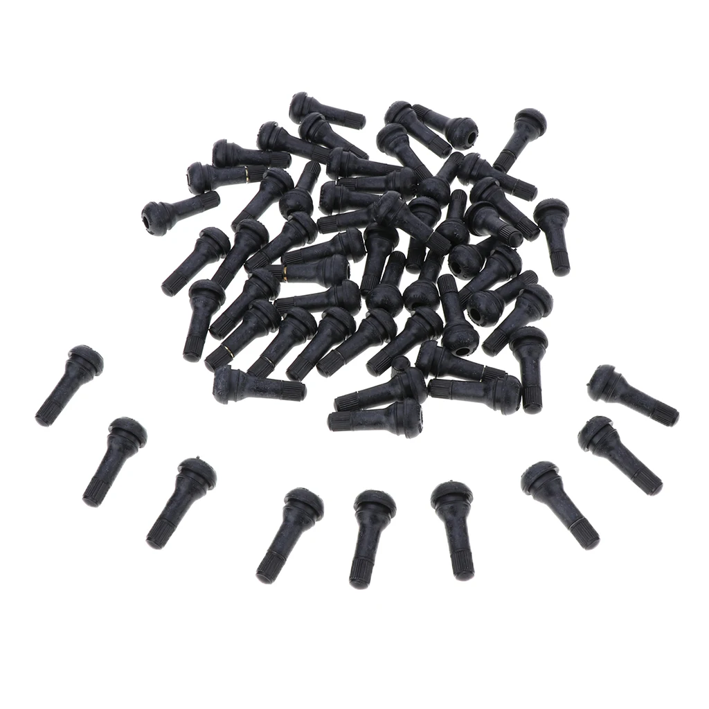 TR413 Rubber in Tire Valve Stems,  Length (100pcs/Pack, Black)