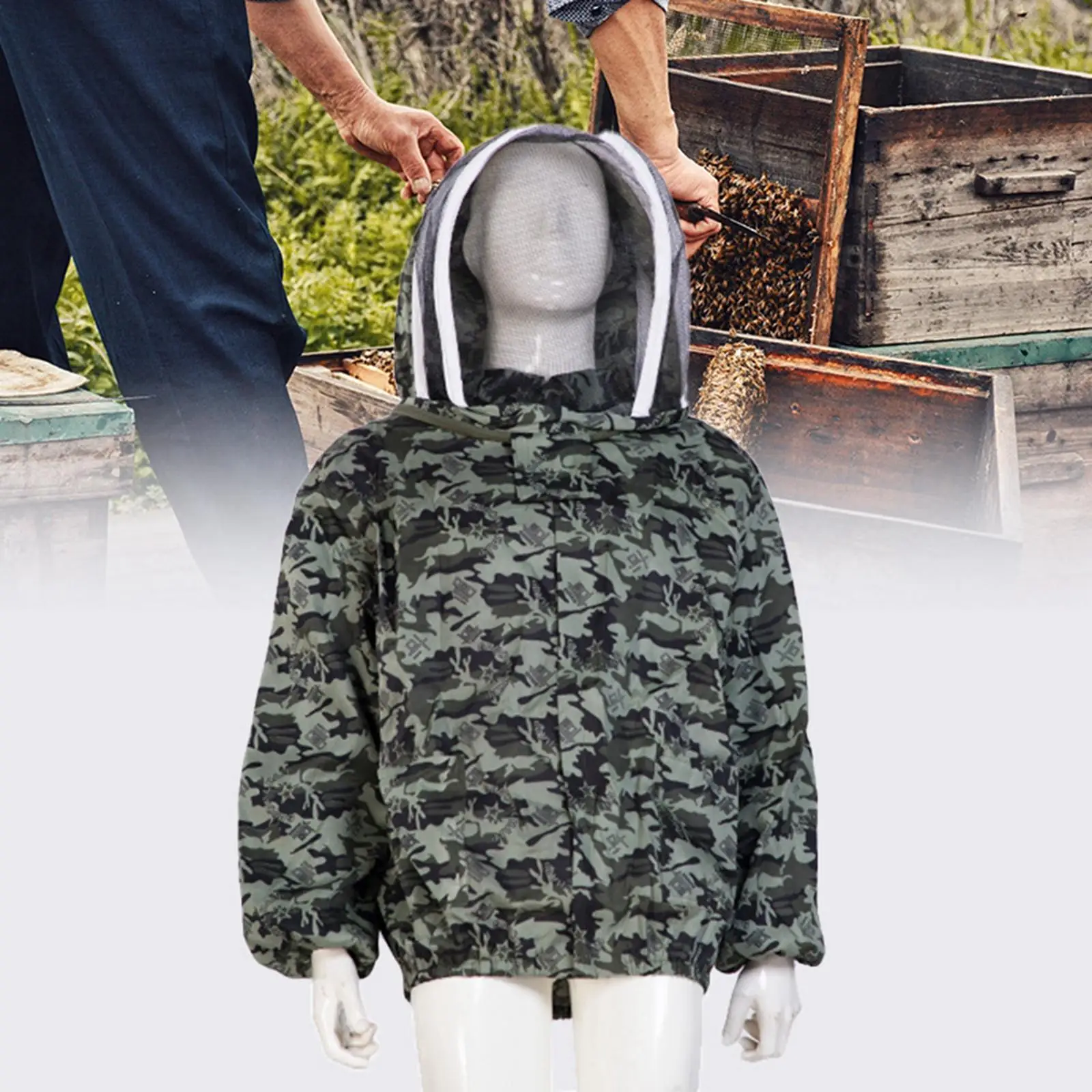 Beekeeper Jacket Premium with Pockets Hat Equip with Fencing Veils Hood Beekeeping Jacket Beekeeping Protective Jacket Suit