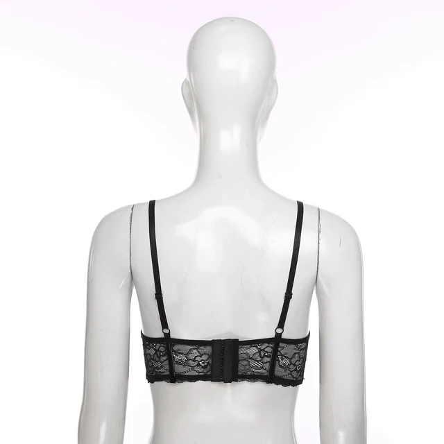 MSemis Women's Hollow Out Lingerie Open Cups Bra Push Up Underwire Bra Tops  Black 5XL 